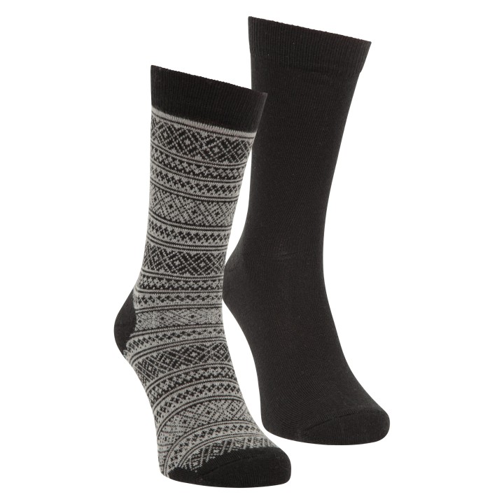 Gemusterte Merino Socken - 2er Pack - Grau