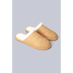 Vegane Unisex-Hausschuhe mit Sherpafutter - Beige
