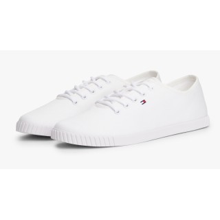 Tommy Hilfiger Sneaker "CANVAS LACE UP SNEAKER", Freizeitschuh, Halbschuh, Schnürschuh mit gestickter Logoflagge