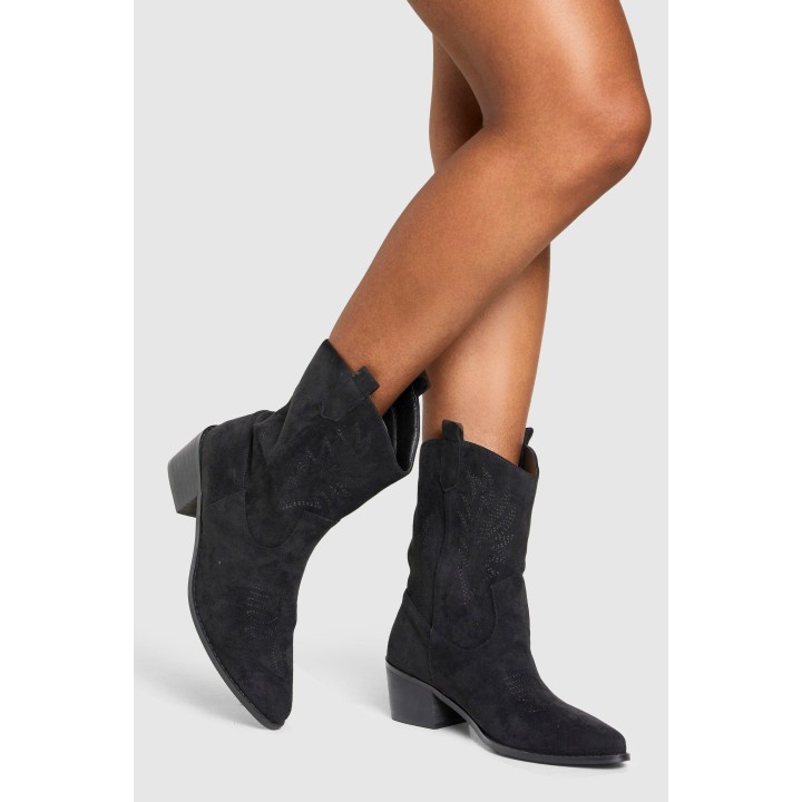 Bestickte Western Cowboy-Stiefel - Black - 37, Black