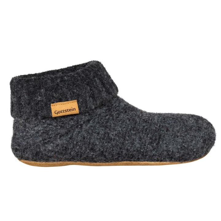 Gottstein Hausschuhe 'Knit Boot' schwarz melange, Gr. 42