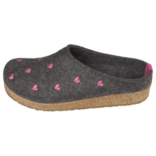 Haflinger Hausschuhe "Grizzly Cuoricino" anthrazit, Gr. 40