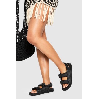 Breite Passform Klobige Dad-Sandalen Mit Doppelten Riemchen - Black - 38, Black