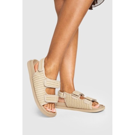 Breite Passform Klobige Dad-Sandalen Mit Doppelten Riemchen - Beige - 38, Beige