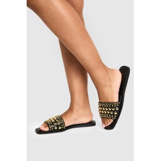 Goldene Sandalen Mit Nieten - Black - 38, Black