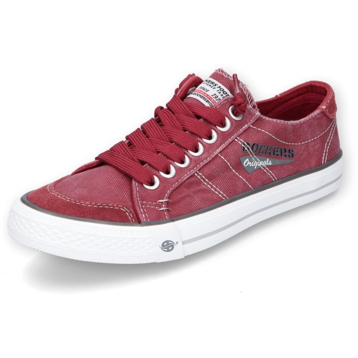 Dockers by Gerli Sneaker - Washed Canvas Sneaker Red - EU42 bis EU47 - für Männer - Größe EU43 - dunkelrot