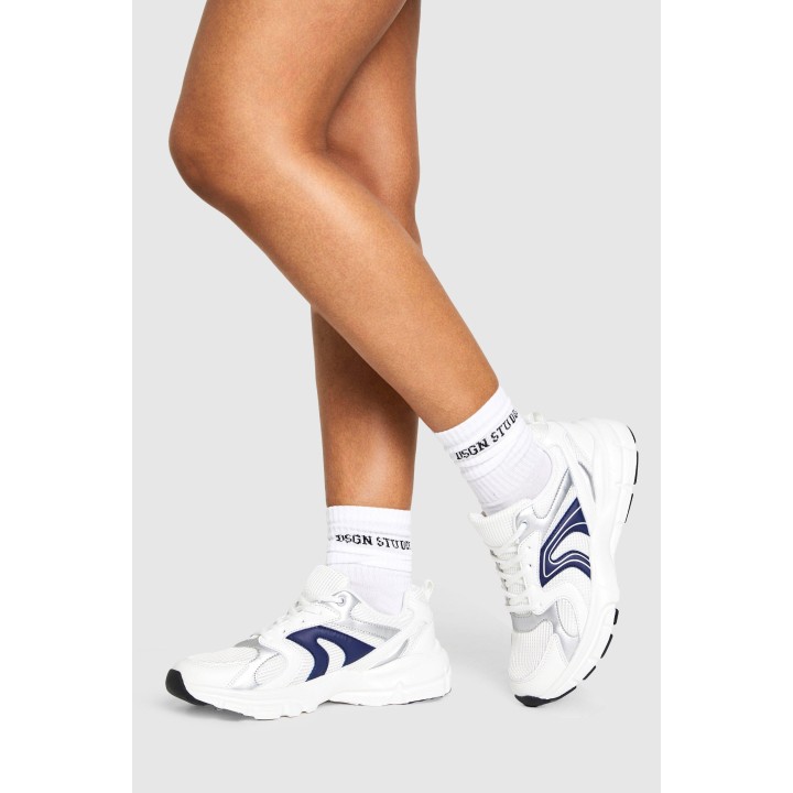 Klobige Sport-Sneaker Mit Kontrast-Streifen - Navy - 38, Navy