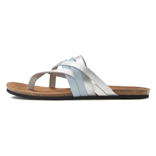 LASCANA Zehentrenner, Sandale, Pantolette aus Leder mit Korkfußbett