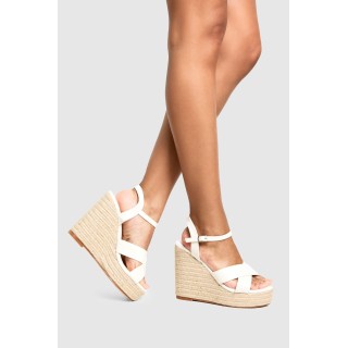 Breite Passform Überkreuzte Wedges - White - 38, White