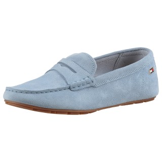Tommy Hilfiger Slipper "FLAG SOFT SUEDE DRIVER LOAFER", Schlupfschuh, Bequemschuh, Mokassin, Flats mit modischen Zierriegel