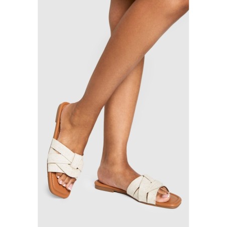 Basic Leinen Mule-Sandalen - Natural - 38, Natural