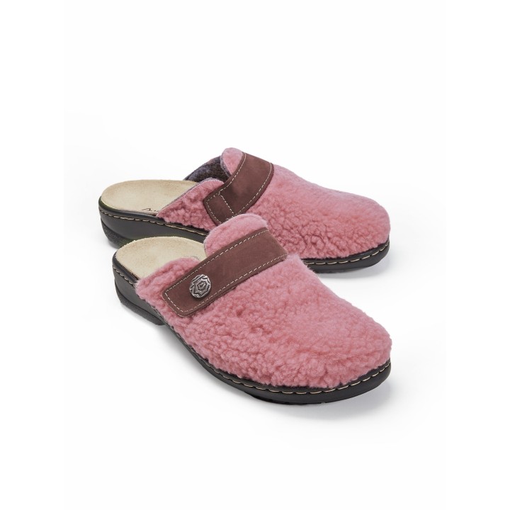 Teddyfell-Pantolette Korkfußbett