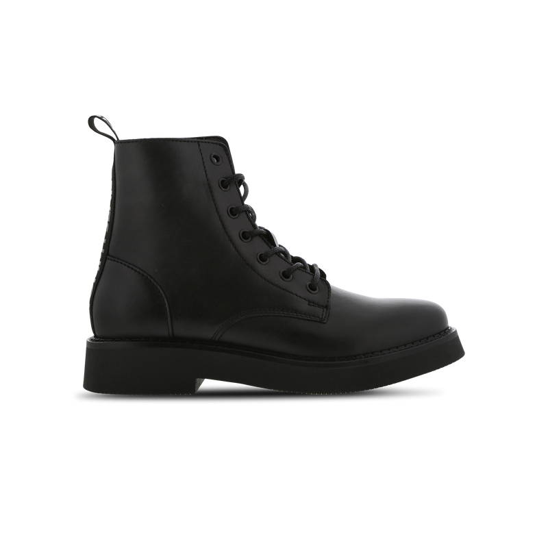 Tommy Jeans Lace Up Flat Damen Schuhe - Schwarz - Größe: 37 - Leder - Foot Locker