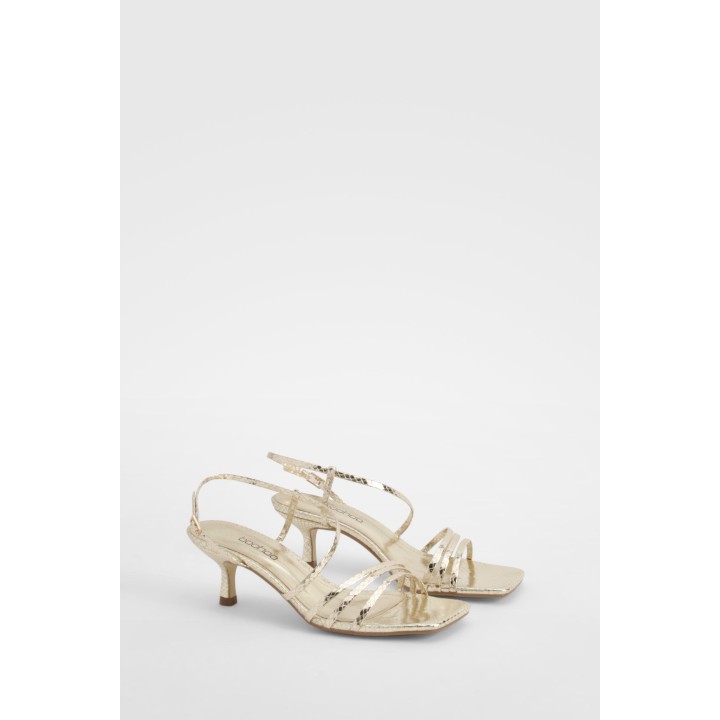 Asymmetrische Metallic Riemchensandalen - Gold - 41, Gold