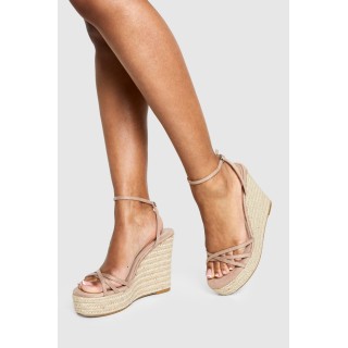 Breite Passform Keilabsätze Mit Überkreuzten Riemchen - Taupe - 38, Taupe