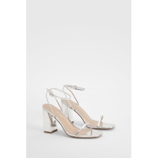 Breite Passform Heels In Metallic-Optik - Silver - 39, Silver