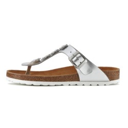 LASCANA Zehentrenner "Sandale, Pantolette, offener Schuh, Sommerschuh,", mit modischer Applikation und Komfortkorkfußbett aus