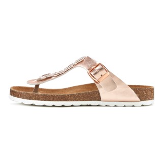 LASCANA Zehentrenner "Sandale, Pantolette, offener Schuh, Sommerschuh,", mit modischer Applikation und Komfortkorkfußbett aus