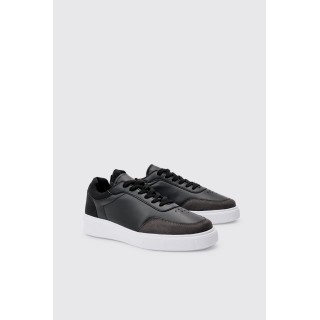 Sneaker mit klobiger Sohle und Kontrast-Oberteil in Schwarz - 41, Schwarz