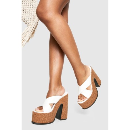 Überkreuzte Kork-Mules - White - 39, White