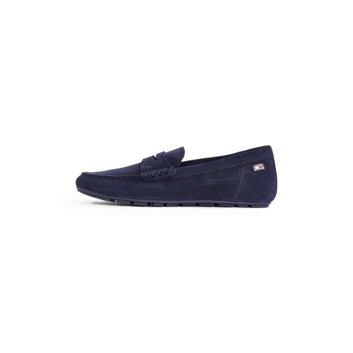 Tommy Hilfiger Slipper "FLAG SOFT SUEDE DRIVER LOAFER", Schlupfschuh, Bequemschuh, Mokassin, Flats mit modischen Zierriegel