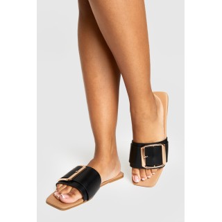 Breite Passform Mules Mit Oversize Schnalle - Black - 38, Black