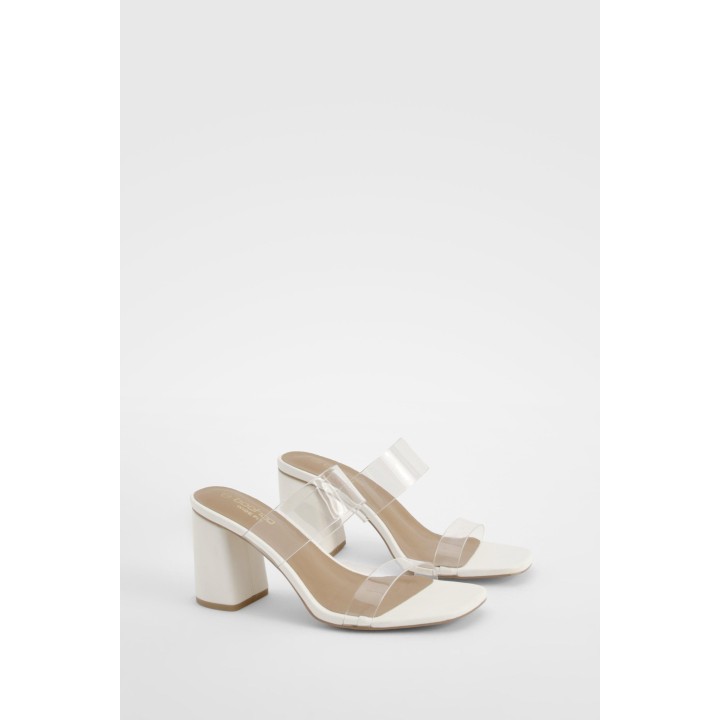 Breite Passform Durchsichtige Mules Mit Blockabsatz - White - 38, White