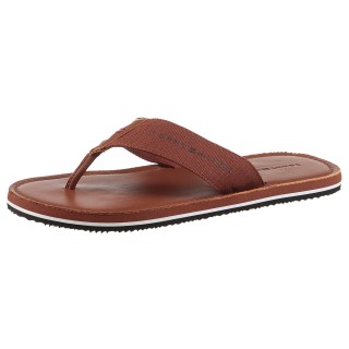 Tommy Hilfiger Zehentrenner "HILFIGER LEATHER BEACH SANDAL", Dianette, Sommerschuh, Strandschuh mit Logo
