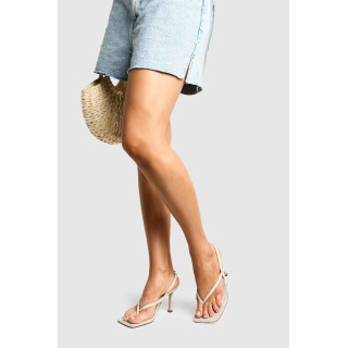 Leinen Stiletto-Heels - Natural - 38, Natural