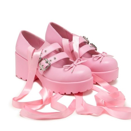 KOI - Rockabilly High Heel - Miyako Lace Up Ballet Shoes - EU36 bis EU41 - für Damen - Größe EU36 - pink
