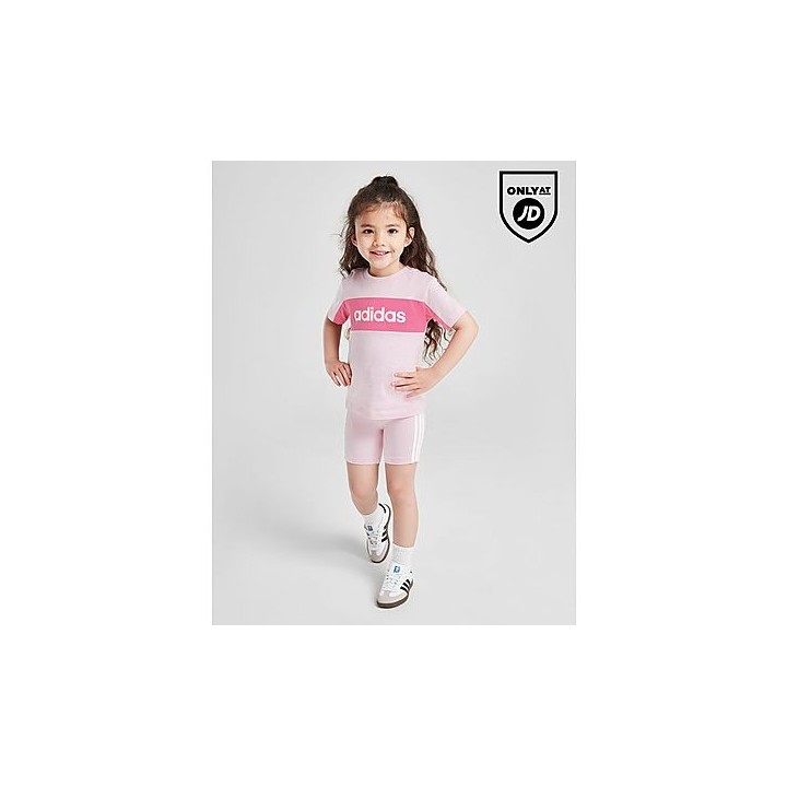 adidas Girls' Linear T-Shirt/Shorts Set Infant - Pink, Pink