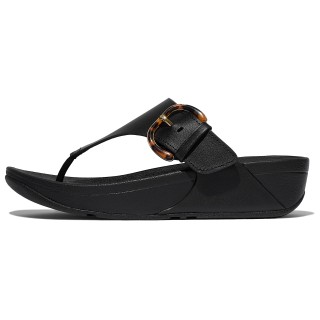 Fitflop Zehentrenner "LULU RESIN-BUCKLE LEATHER TOE-POST SANDALS", Pantolette, Slides, Flats mit verstellbarer Schnalle