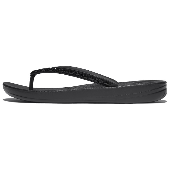 Fitflop Zehentrenner "iQUSHION MULTI-CRYSTAL", Sandale, Flats, Pool Slides mit Schmucksteinen verziert