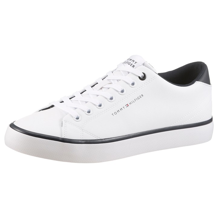 Tommy Hilfiger Sneaker "TH HI VULC CORE LOW LEATHER", Freizeitschuh, Halbschuh, Schnürer mit gepolstertem Schaftrand