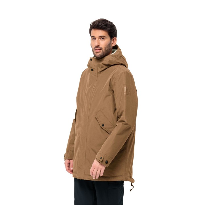 Jack Wolfskin Talforst Parka Men Wasserdichter Wintermantel Herren L brown chipmunk