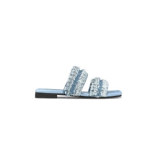 INUIKII Pantoletten FRINGES JEANS hellblau | 36