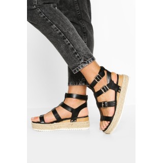 Riemchen-Flatforms Im Römerdesign - Schwarz - 38, Schwarz