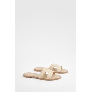 Bast-Sandalen Mit Doppelten Riemchen - Nude - 38, Nude