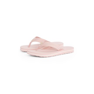 Tommy Hilfiger Zehentrenner "HILFIGER WEBBING BEACH SANDAL", Sommerschuh, Flats, Bequemschuh, Dianette mit zweifarbiger Sohle