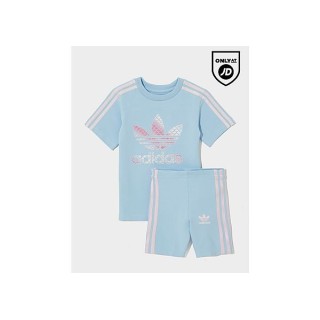 adidas Originals Girls' Trefoil Print T-Shirt/Shorts Set Infant - Blue, Blue