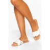 Breite Passform Slides Mit Gewebten Riemchen - White - 37, White