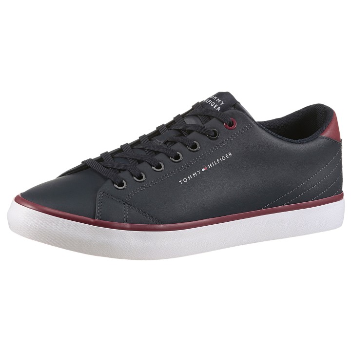 Tommy Hilfiger Sneaker "TH HI VULC CORE LOW LEATHER", Freizeitschuh, Halbschuh, Schnürer mit gepolstertem Schaftrand