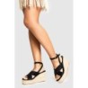 Breite Passform Überkreuzte Sandalen Mit Keilabsatz - Black - 37, Black