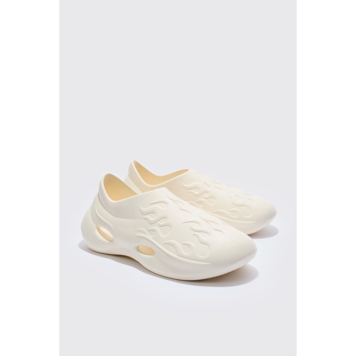 Perforierte Flammen-Mules - Ecru - 42, Ecru