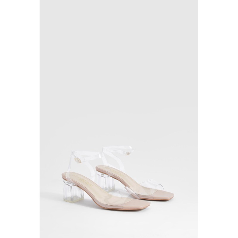 Breite Passform Durchsichtige Heels Mit Blockabsatz - Nude - 38, Nude