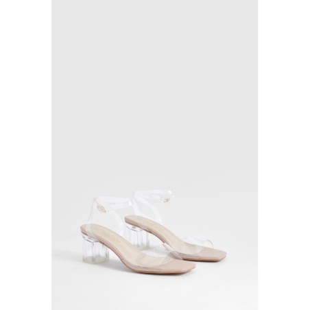 Breite Passform Durchsichtige Heels Mit Blockabsatz - Nude - 38, Nude