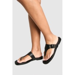 Breite Passform Flip-Flops Mit Schnallen-Detail - Black - 37, Black