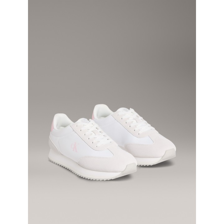 Calvin Klein Jeans Sneaker "RUNNER LACEUP MG NYLON MIX", Schnürschuh, Halbschuh, Runner-Sneaker mit rosefarbenen Akzenten
