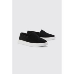Klobige Loafer aus Wildlederimitat - Schwarz - 43, Schwarz