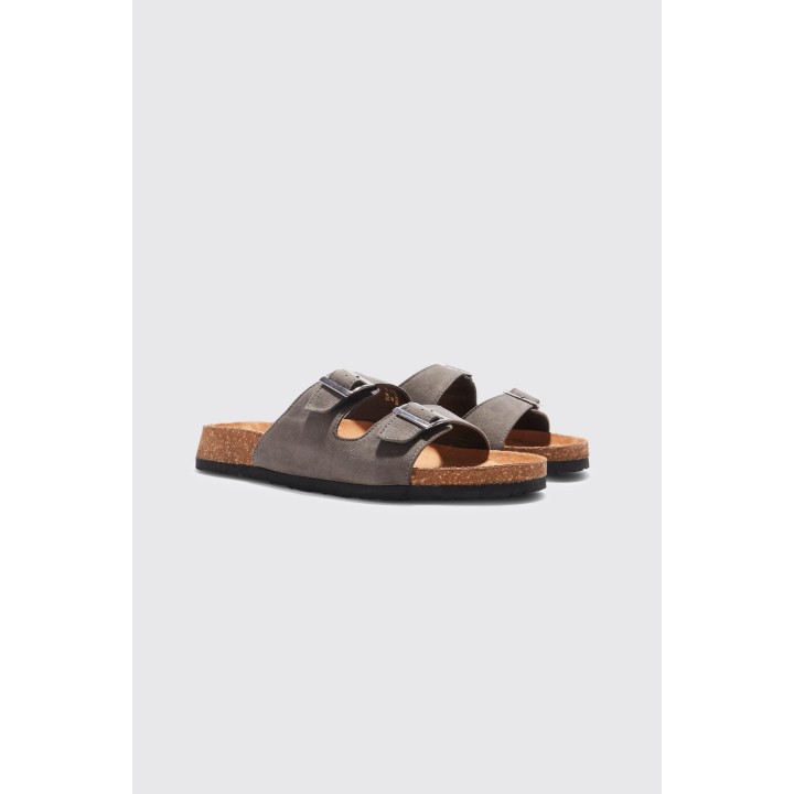 Sandalen aus Wildlederimitat mit Schnalle - Taupe - 41, Taupe